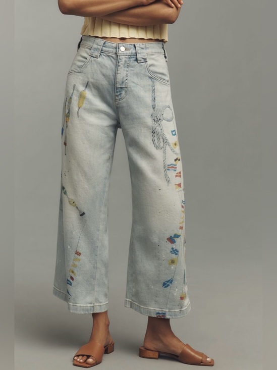 Pilcro Denim - Anthropologie Pilcro Sailing Theme High-Rise Crop Tapered Carpenter Jeans